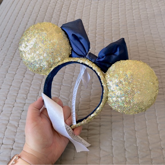 Disney Parks 50th Anniversary Gold & Blue Shimmer EARidescent Minnie Mouse Ears - Picture 3 of 5